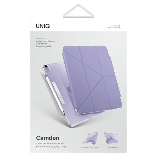 Калъф UNIQ etui Camden за iPad Air 10.9" (2022/ 2020), със стойка и поставка за стилус, антимикробен, лавандула