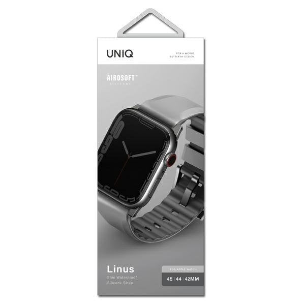 Каишка UNIQ Linus за Apple Watch Series 4/5/6/7/8/SE/SE2/Ultra, 42/44/45mm, силиконова, сива