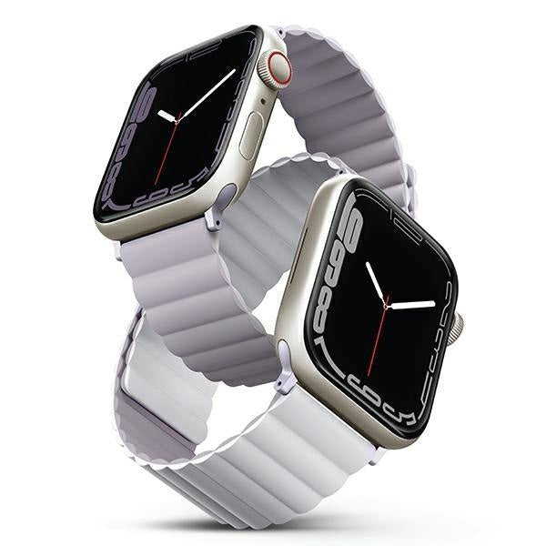 Магнитна каишка UNIQ Revix за Apple Watch Series 4/5/6/7/8/SE/SE2, 38/40/41mm, двустранна, лилава/бяла
