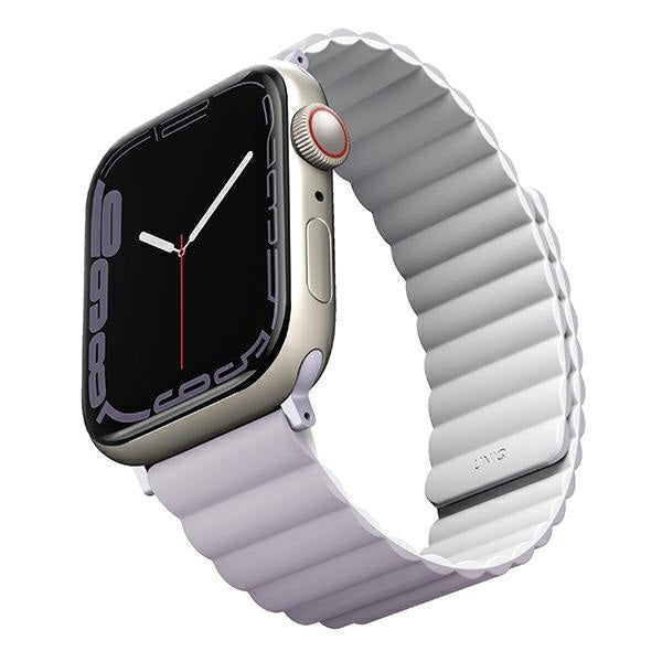 Магнитна каишка UNIQ Revix за Apple Watch Series 4/5/6/7/8/SE/SE2, 38/40/41mm, двустранна, лилава/бяла