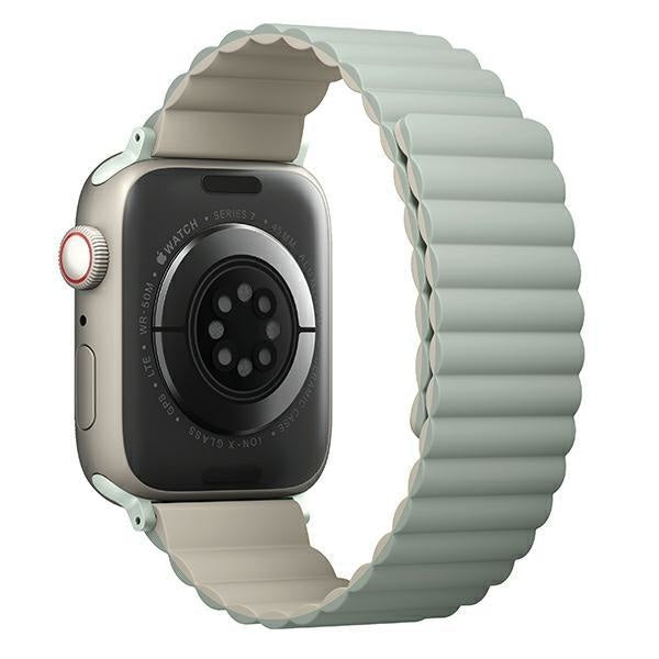 Магнитна каишка UNIQ Revix за Apple Watch Series 4/5/6/7/8/SE/SE2/Ultra, 42/44/45mm, двустранна, зелена/бежова