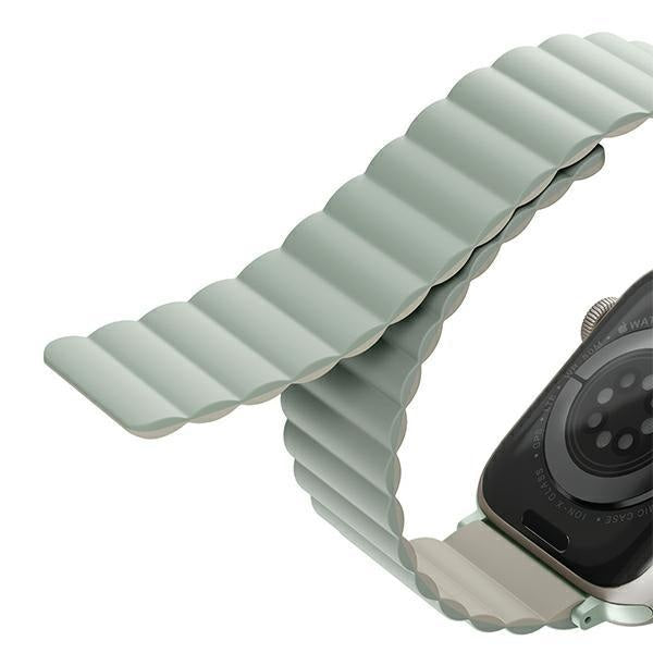 Магнитна каишка UNIQ Revix за Apple Watch Series 4/5/6/7/8/SE/SE2/Ultra, 42/44/45mm, двустранна, зелена/бежова