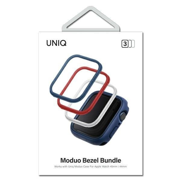 3в1 Рамка UNIQ Moduo за Apple Watch Series 4/5/6/7/8/SE, 44/45mm, синя, червена, бяла