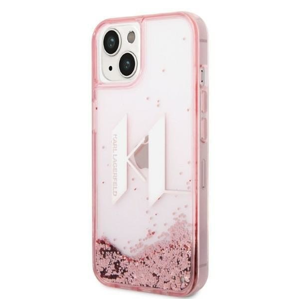 Кейс Karl Lagerfeld KLHCP14SLBKLCP за iPhone 14 6.1" розов / розов, твърд, Liquid Glitter Big KL