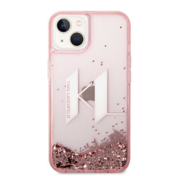 Кейс Karl Lagerfeld KLHCP14SLBKLCP за iPhone 14 6.1" розов / розов, твърд, Liquid Glitter Big KL