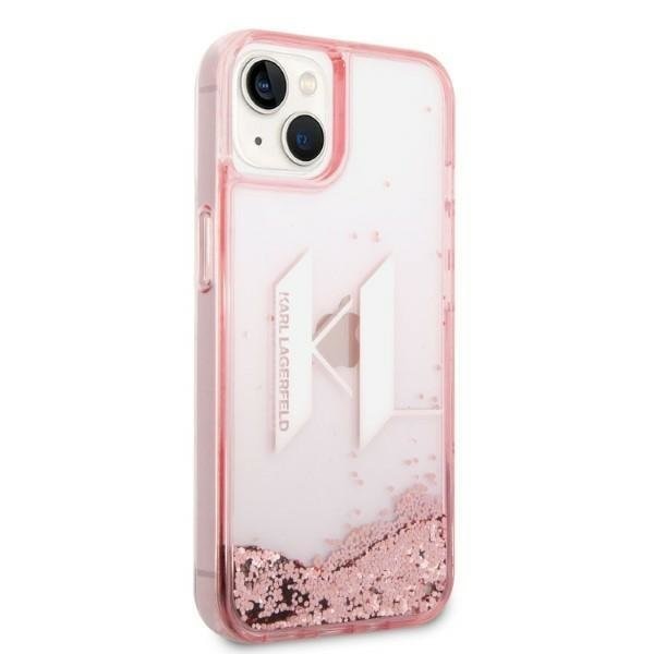 Кейс Karl Lagerfeld KLHCP14SLBKLCP за iPhone 14 6.1" розов / розов, твърд, Liquid Glitter Big KL