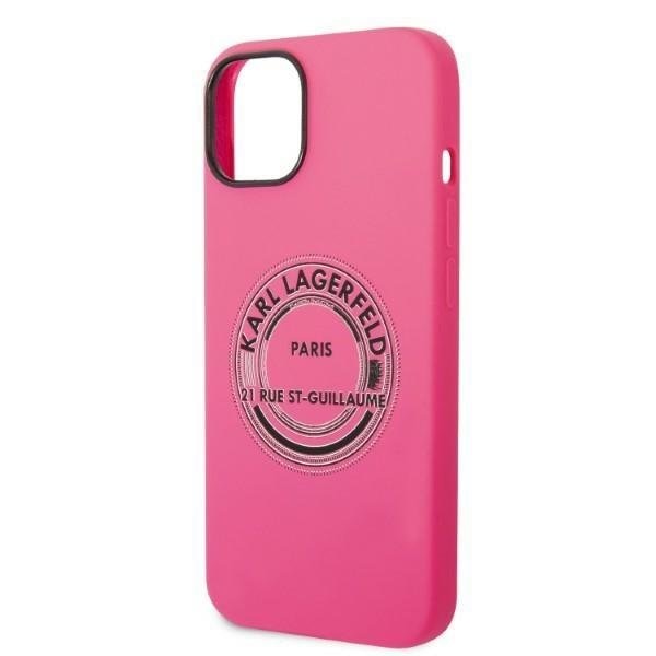 Кейс Karl Lagerfeld KLHCP14SSRSGRCF за iPhone 14 6.1", твърд, розов / розов, Silicone RSG