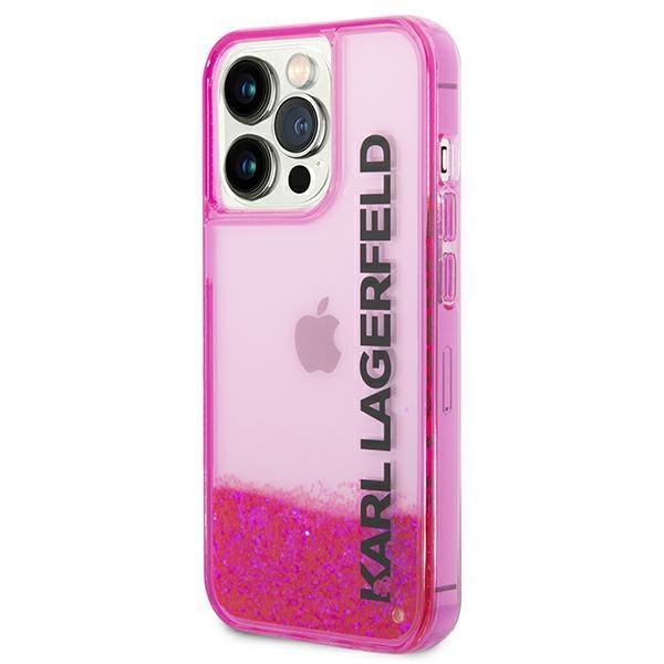 Кейс Karl Lagerfeld KLHCP14XLCKVF за iPhone 14 Pro Max 6.7" розов / розов, твърд, Liquid Glitter Elong