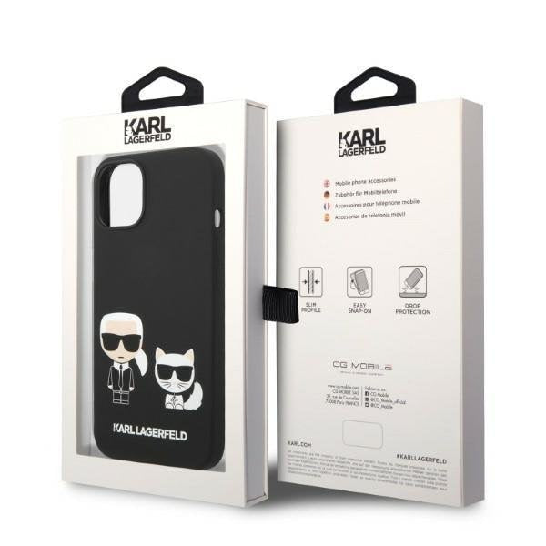 Кейс Karl Lagerfeld KLHMP14MSSKCK за iPhone 14 Plus 6.7", твърд, черен / черен, Liquid Silicone Karl&Choupette, съвместим с MagSafe