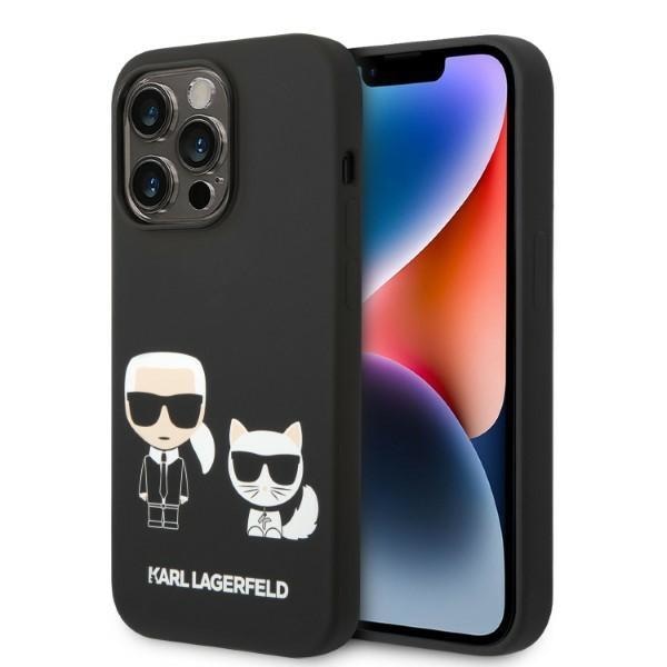 Кейс Karl Lagerfeld KLHMP14XSSKCK за iPhone 14 Pro Max 6.7", твърд, черен / черен, Liquid Silicone Karl&Choupette, съвместим с MagSafe