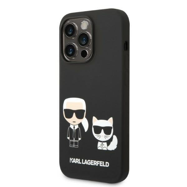 Кейс Karl Lagerfeld KLHMP14XSSKCK за iPhone 14 Pro Max 6.7", твърд, черен / черен, Liquid Silicone Karl&Choupette, съвместим с MagSafe