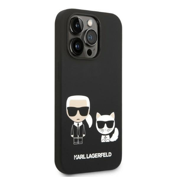 Кейс Karl Lagerfeld KLHMP14XSSKCK за iPhone 14 Pro Max 6.7", твърд, черен / черен, Liquid Silicone Karl&Choupette, съвместим с MagSafe