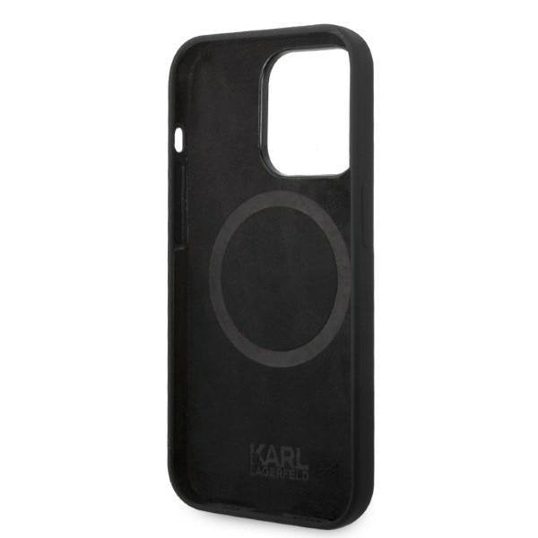 Кейс Karl Lagerfeld KLHMP14XSSKCK за iPhone 14 Pro Max 6.7", твърд, черен / черен, Liquid Silicone Karl&Choupette, съвместим с MagSafe