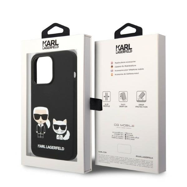 Кейс Karl Lagerfeld KLHMP14XSSKCK за iPhone 14 Pro Max 6.7", твърд, черен / черен, Liquid Silicone Karl&Choupette, съвместим с MagSafe