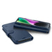 Кожен калъф Spigen Wallet S за iPhone 14 син