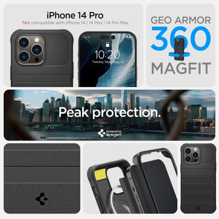 Кейс Spigen Geo Armor 360 за iPhone 14 Pro, съвместим с MagSafe, черен