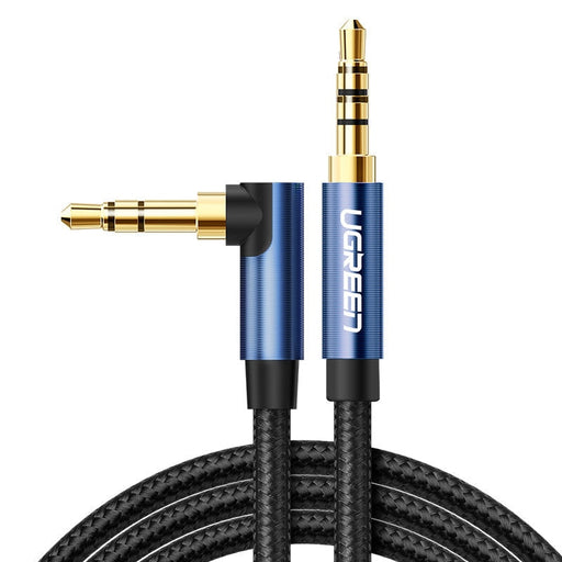 Ъглов AUX кабел Ugreen 3.5mm 2m син (AV112)