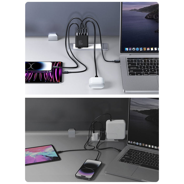 Адаптер Joyroom GaN 67W 2x USB USB - C черен