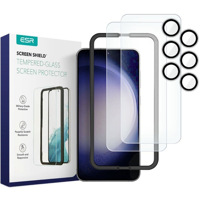 Комплект скрийн протектори от закалено стъкло ESR за Samsung Galaxy S23 Plus, 2бр., с протектори за камера, 3бр.