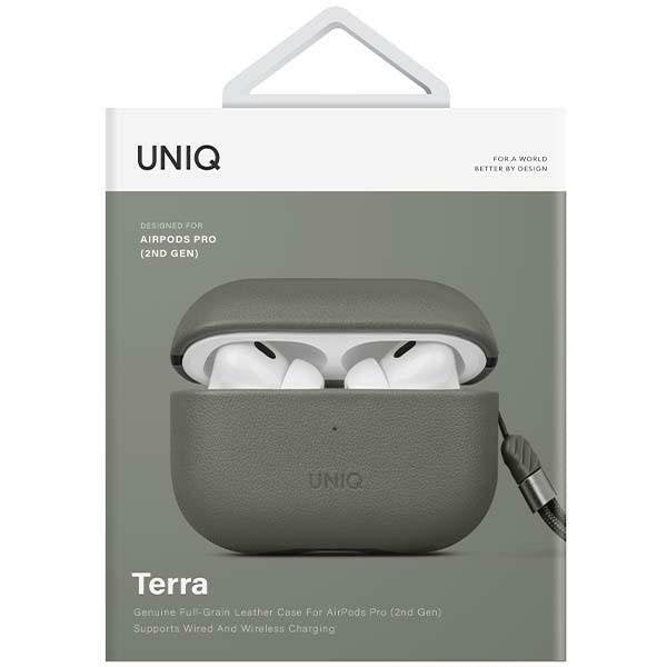 Кейс Uniq Terra за AirPods Pro 2 gen. зелен естествена кожа