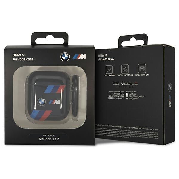 Кейс BMW BMA222SOTK за AirPods 1/2 черен / Tricolor Stripes