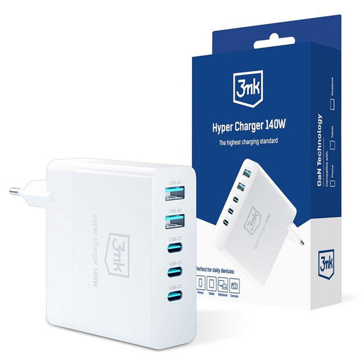 Адаптер 3mk Hyper Charger GaN USB / USB - C QC PD 140W бял