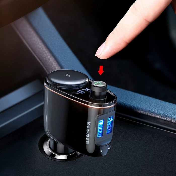 FM трансмитер за кола Baseus 2x USB Bluetooth 4.2 черен