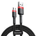 Кабел Baseus Cafule Micro USB 2.4A 1m червено - черен
