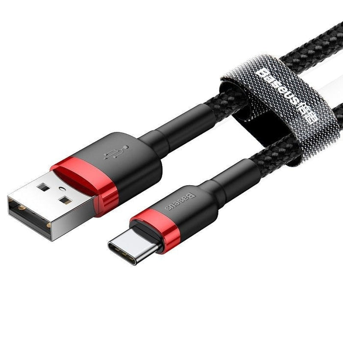 Кабел Baseus Cafule USB - C 3A 1m черно - червен