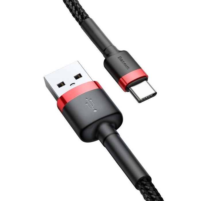 Кабел Baseus Cafule USB - C 3A 1m черно - червен