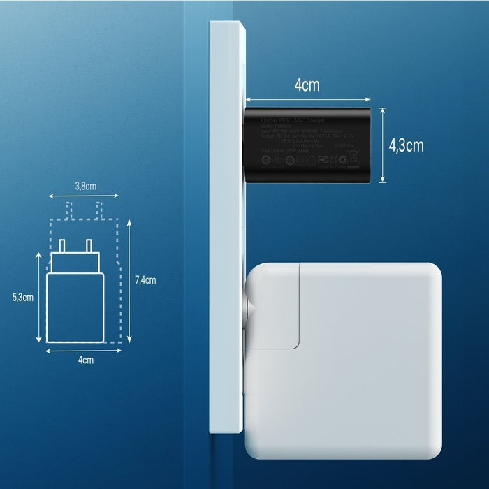 Адаптер Choetech USB - C 25W PPS PD с кабел черен (PD6003)