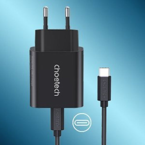 Адаптер Choetech USB - C 25W PPS PD с кабел черен (PD6003)