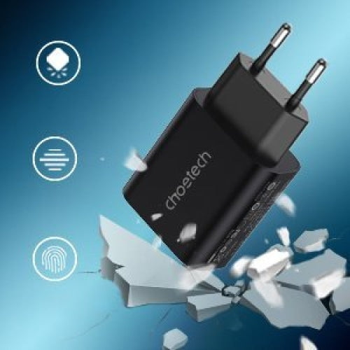 Адаптер Choetech USB - C 25W PPS PD с кабел черен (PD6003)