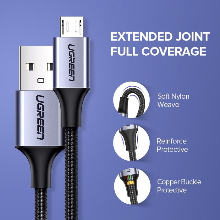 UGREEN micro USB кабел QC 3.0 2.4A 0.25m (черен)