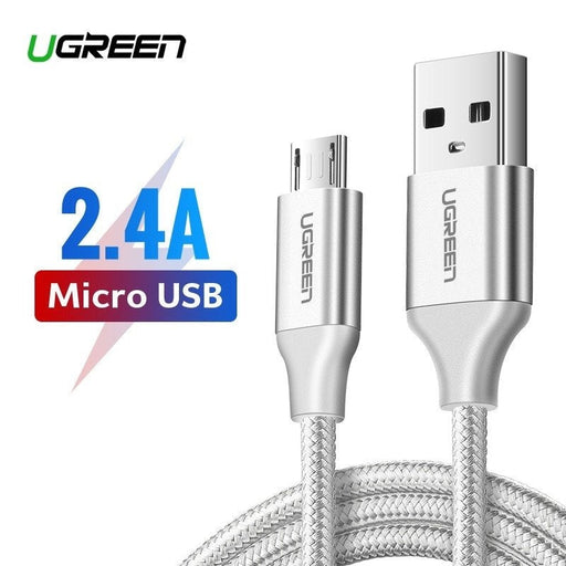 UGREEN micro USB кабел QC 3.0 2.4A 2m (бял)
