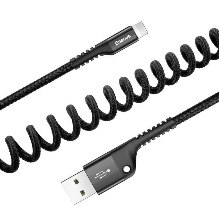Кабел Baseus Spring - loaded USB към Lightning 1m 2A черен