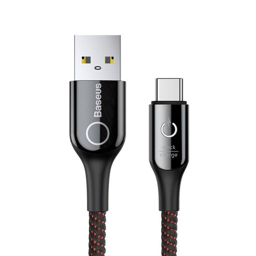 Кабел Baseus USB към USB - C LED QC 3.0 1m черен