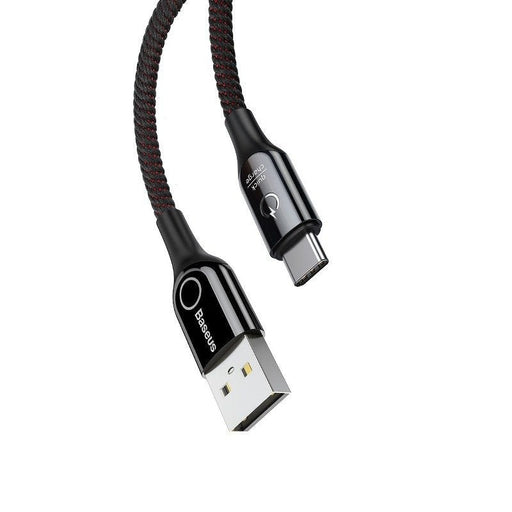 Кабел Baseus USB към USB - C LED QC 3.0 1m черен
