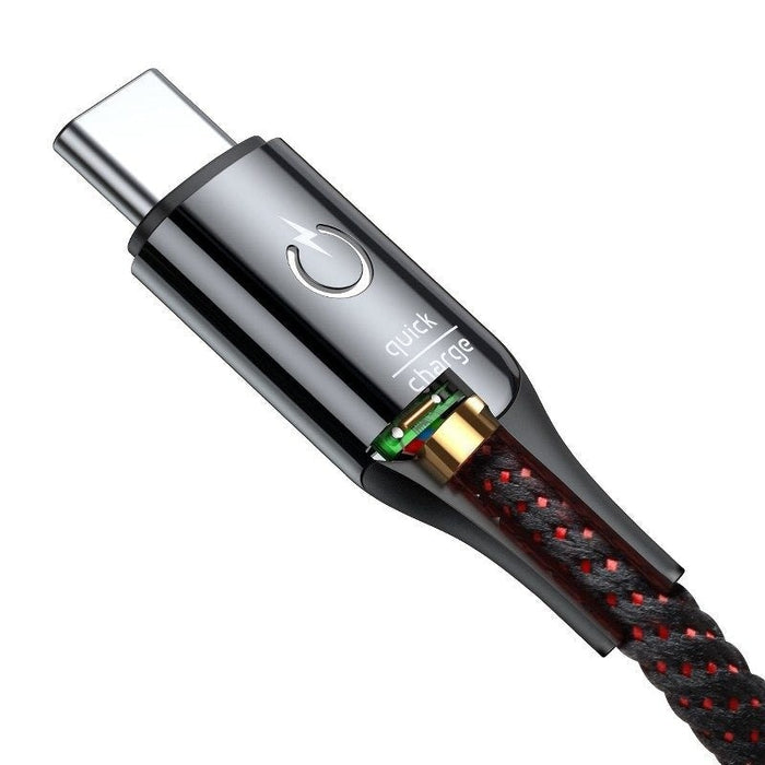 Кабел Baseus USB към USB - C LED QC 3.0 1m черен