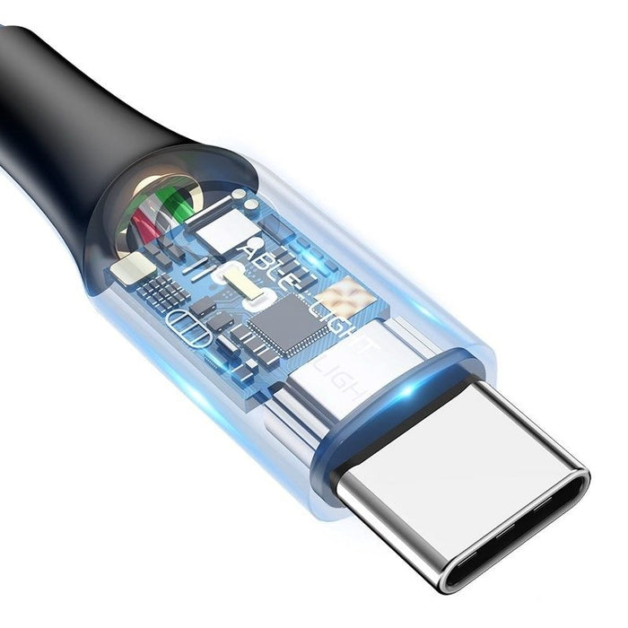 Кабел Baseus USB към USB - C LED QC 3.0 1m черен