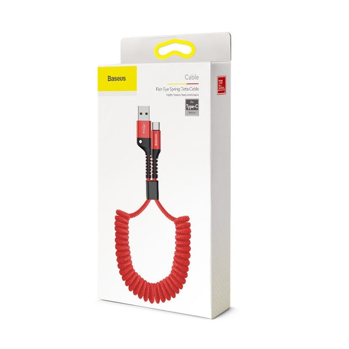 Кабел Baseus Spring - loaded USB към USB - C 1m 2A червен