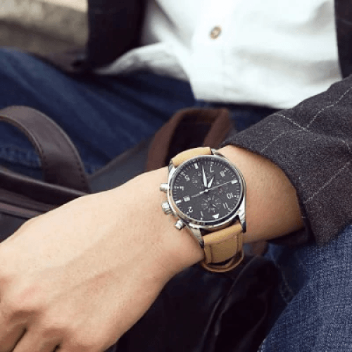 Мъжки водоустойчив кварцов ръчен часовник с кожена каишка OCHSTIN GQ043B
