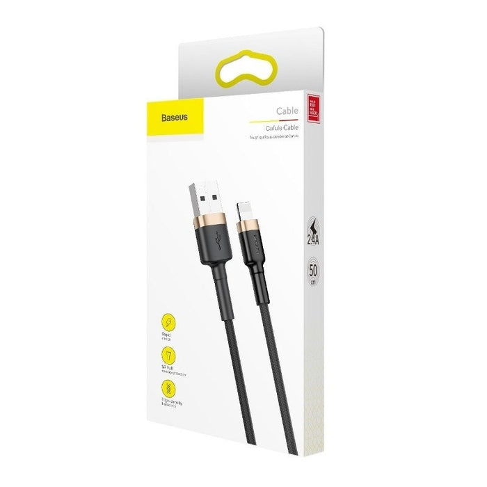 Кабел Baseus Cafule USB Lightning 1.5A 2m златисто - черен