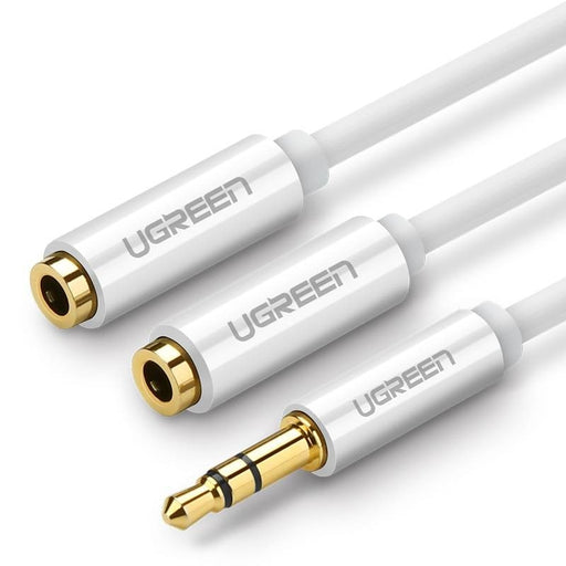UGREEN AV123 AUX Аудио сплитер с кабел жак 3.5mm 20 см (бял)