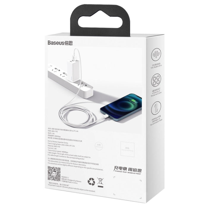 Кабел Baseus Superior Series USB към Lightning 2.4A 2m бял