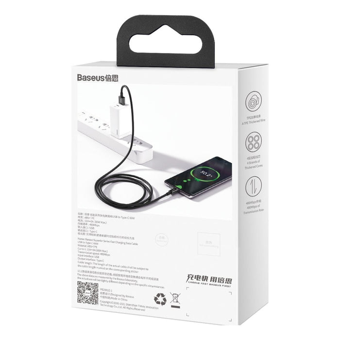 Кабел Baseus Superior Series USB към USB - C 66W 1m черен
