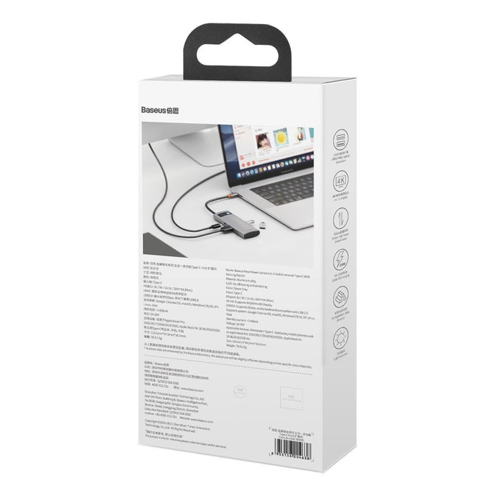 Хъб 5в1 Baseus Metal Gleam Series USB - C към 3x USB
