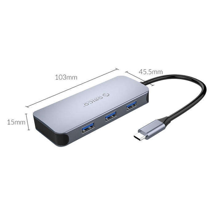 Хъб 6в1 Orico HDMI 4K 3x USB 3.0 RJ45 USB - C PD 100W