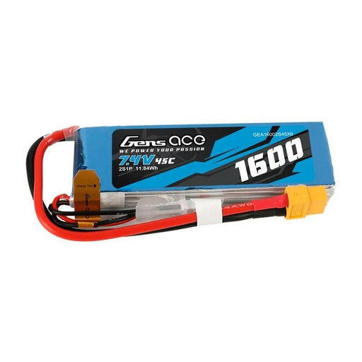 Батерия GensAce LiPo 1600mAh 7.4V 45C 2S1P XT60