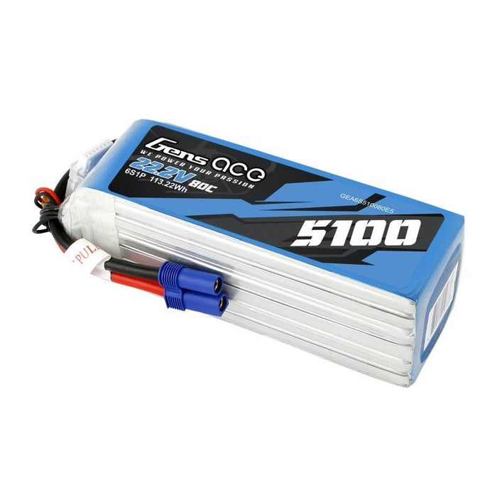 Батерия GensAce 5100mAh 22.2V 80C 6S1P EC5 battery